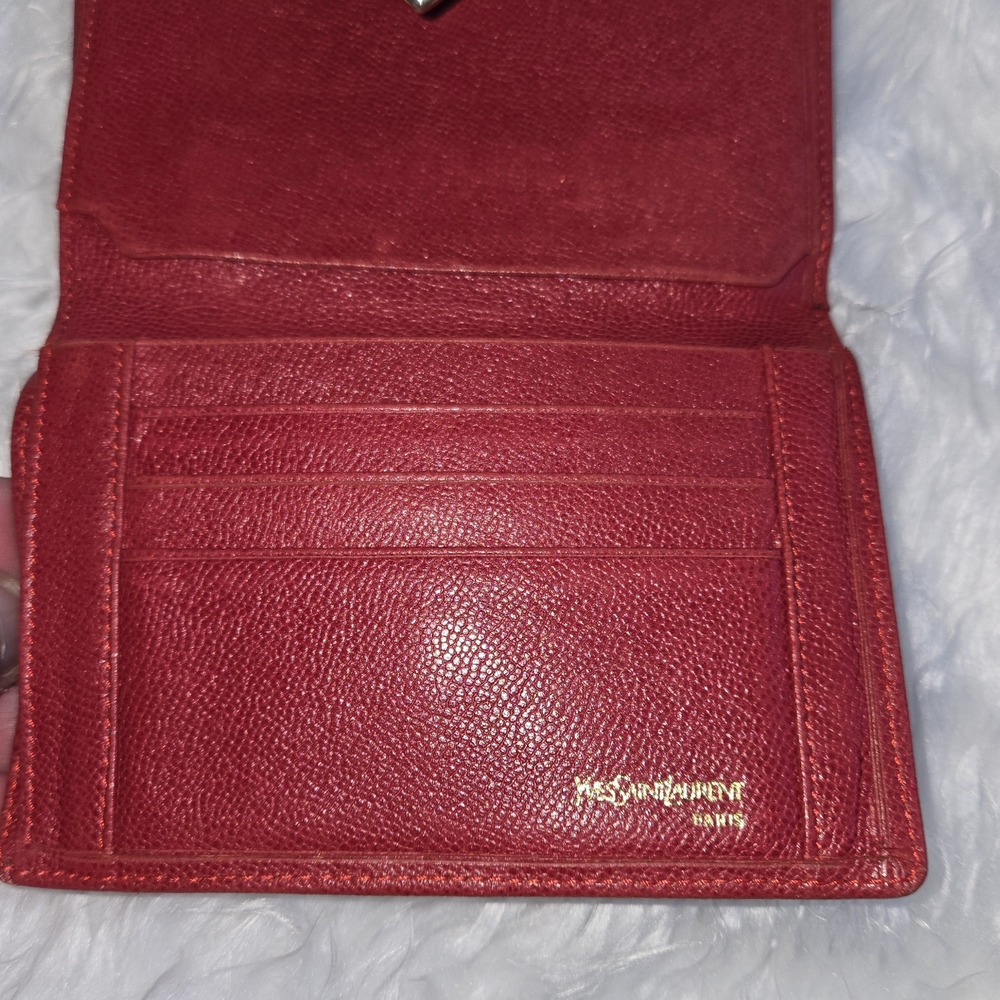 Yves Saint Laurent Burgundy Leather Wallet - Picture 4 of 16